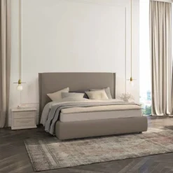Letto matrimoniale imbottito in tessuto Willy linea Ginevra disponibile in vari colori