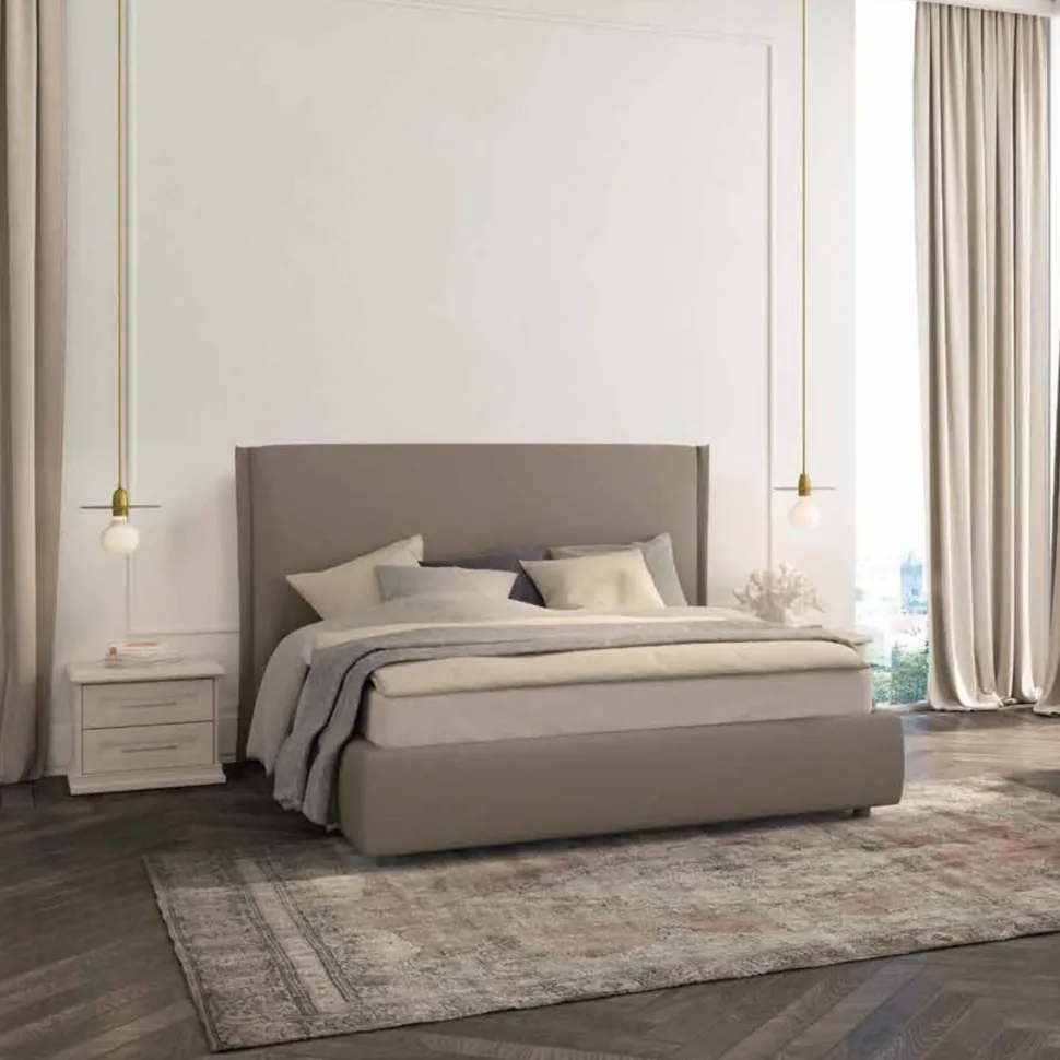Letto matrimoniale imbottito in tessuto Willy linea Ginevra disponibile in vari colori