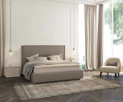Letto matrimoniale imbottito in tessuto Willy linea Ginevra disponibile in vari colori