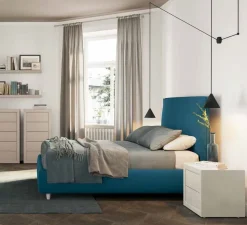 Letto matrimoniale imbottito in tessuto Willy linea Ginevra disponibile in vari colori