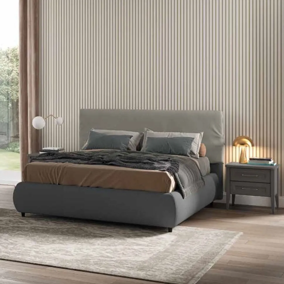 Letto matrimoniale imbottito Dominique linea Ginevra disponibile in vari colori