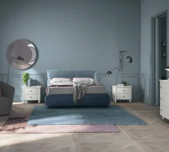 Letto matrimoniale imbottito Dominique linea Ginevra disponibile in vari colori