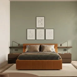 Letto matrimoniale imbottito in Velluto a Coste Design Contemporaneo 6 varianti colore