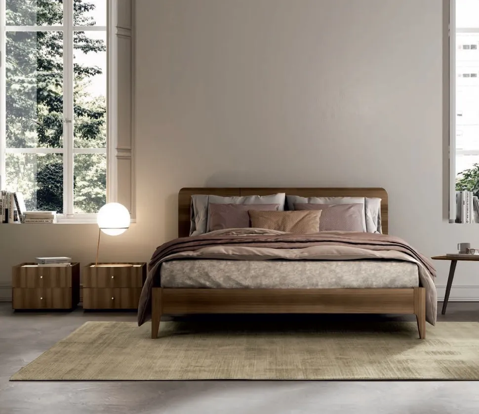 Letto matrimoniale in legno con testiera bicolore modello Ambra linea Lotto