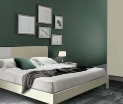 Letto matrimoniale in legno con testiera bicolore modello Ambra linea Lotto