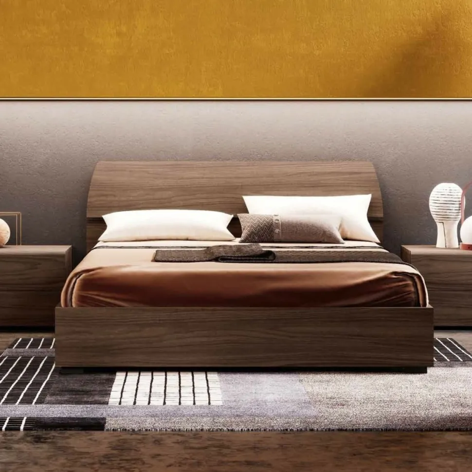 Letto matrimoniale in legno Noce Moro disponibile in vari colori