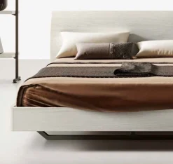 Letto matrimoniale moderno con testiera curva Bianco Frassino