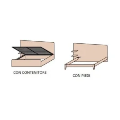 Letto Matrimoniale Moderno Corin con grafica e Mensole Integrate (Colori e Accessori Personalizzabili)
