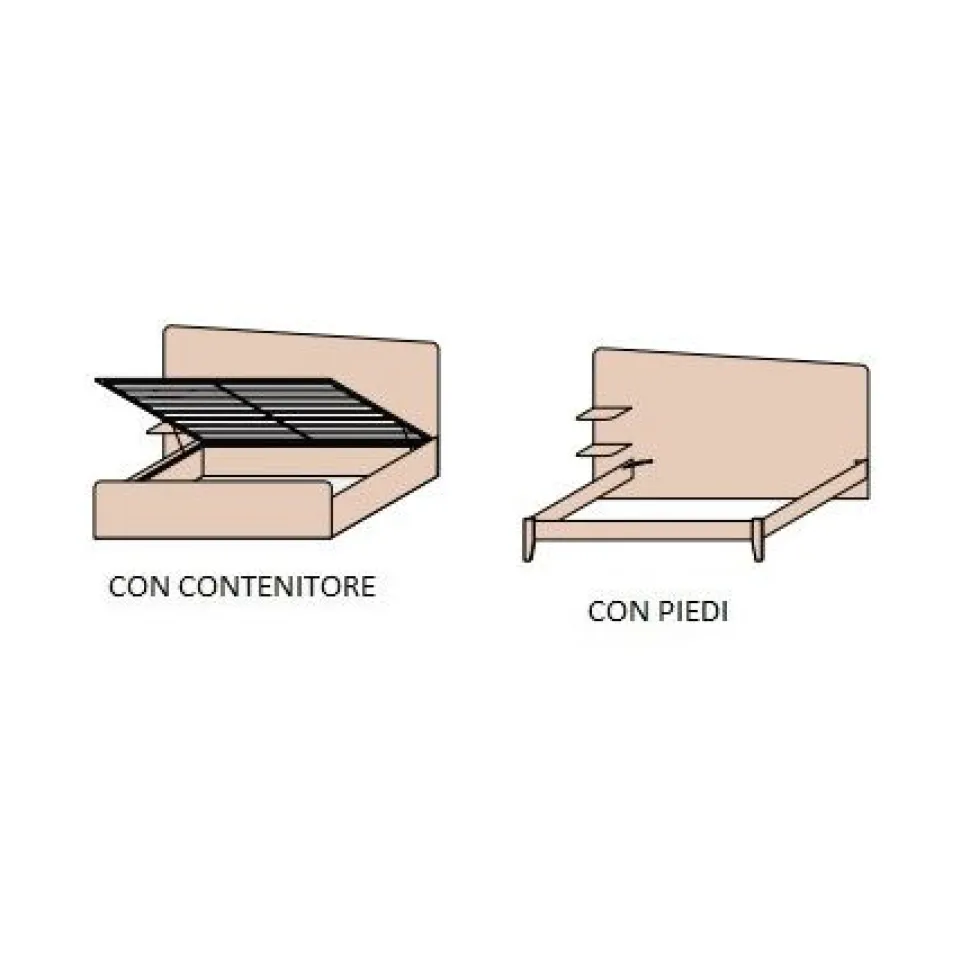 Letto Matrimoniale Moderno Corin con grafica e Mensole Integrate (Colori e Accessori Personalizzabili)
