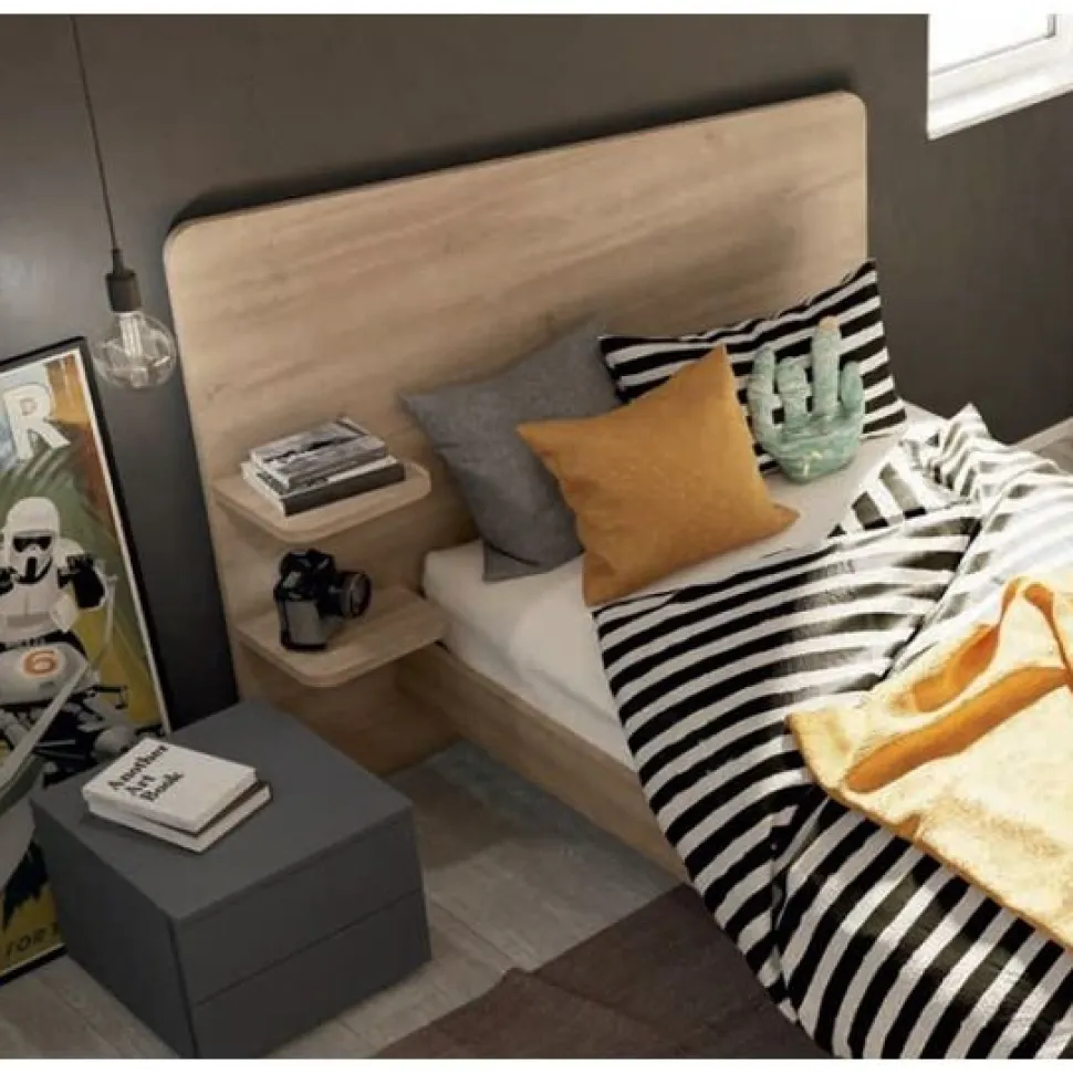 Letto Matrimoniale Moderno Corin con Mensole Integrate (Colori e Accessori Personalizzabili)