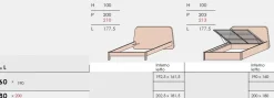 Letto matrimoniale moderno in legno in Finitura Canapa disponibile in 20 colori