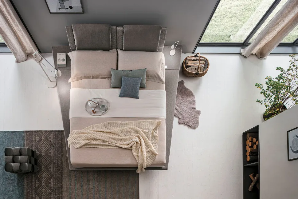 Letto matrimoniale Rodi linea Dreamer in finitura Tabacco
