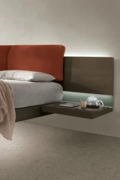 Letto matrimoniale sospeso con comodini integrati Plan disponibile in 2 misure e vari colori
