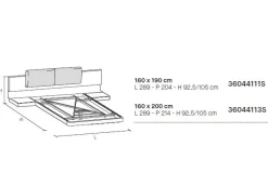 Letto matrimoniale sospeso con comodini integrati Plan disponibile in 2 misure e vari colori