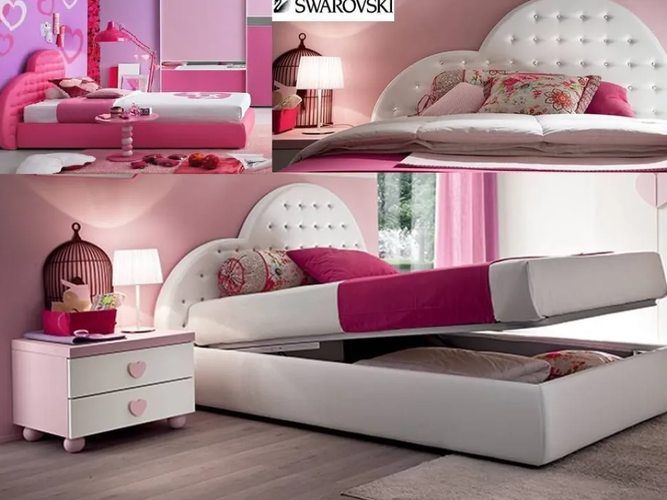 Letto Piazza e Mezza contenitore Swarovski linea Colorfull vari colori