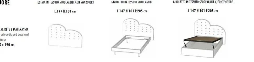 Letto Piazza e Mezza contenitore Swarovski linea Colorfull vari colori