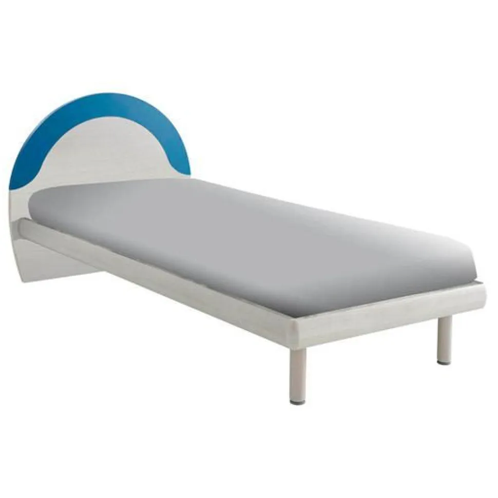 Letto singolo Arco linea Colorfull in Nuvola Frassino e Cielo