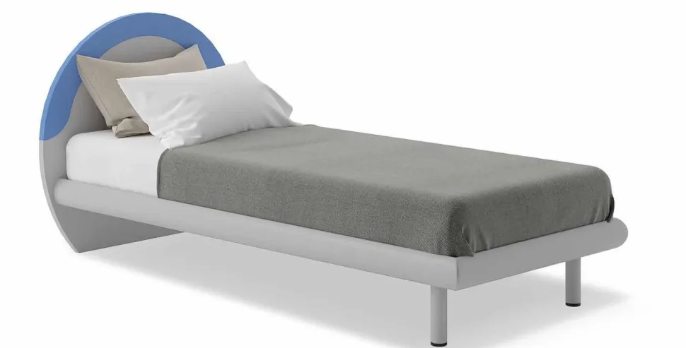 Letto singolo Arco linea Colorfull in Nuvola Frassino e Cielo