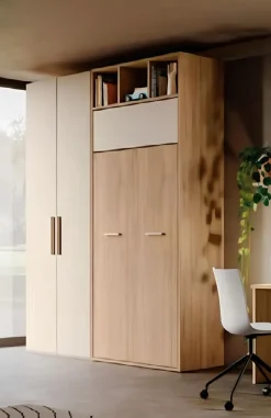 Letto singolo a scomparsa salvaspazio con libreria disponibile in 2 misure e vari colori