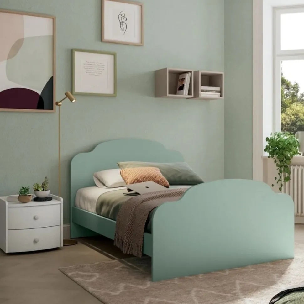 Letto singolo Cloud linea Ginevra disponibile in 4 versioni e 9 colorazioni