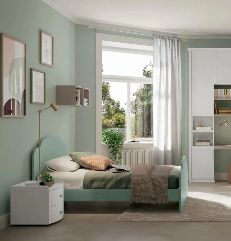 Letto singolo Cloud linea Ginevra disponibile in 4 versioni e 9 colorazioni