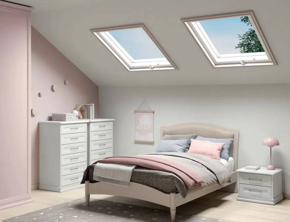 Letto singolo con inserto imbottito Meda linea Omega disponibile in vari colori