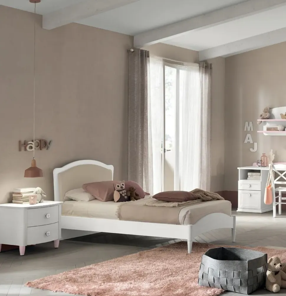 Letto singolo con inserto imbottito Meda linea Omega disponibile in vari colori