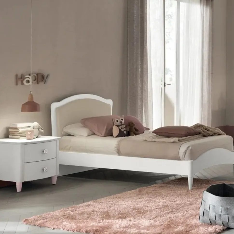Letto singolo con inserto imbottito Meda linea Omega disponibile in vari colori