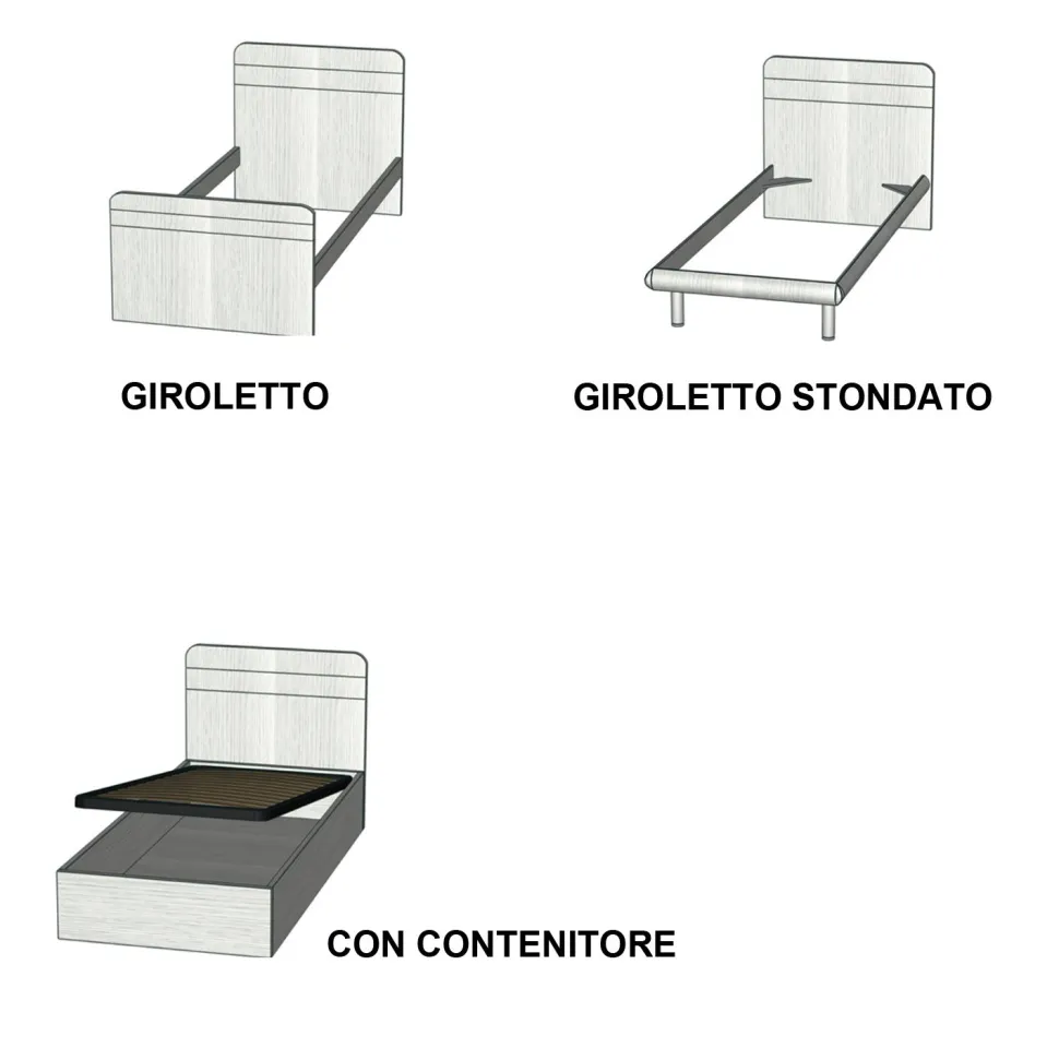 Letto singolo contenitore ANTARES cenere wood