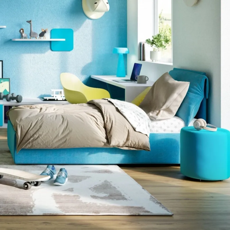 Letto singolo contenitore in tessuto sfoderabile Roly linea Colorfull