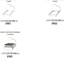 Letto singolo Cuore linea Fly imbottito in tessuto