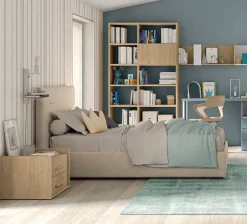 Letto Singolo imbottito in tessuto Dani disponibile in vari colori
