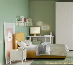Letto Singolo imbottito in tessuto Dani disponibile in vari colori