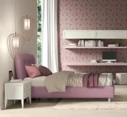 Letto singolo imbottito Kilt linea Omega disponibile in vari colori