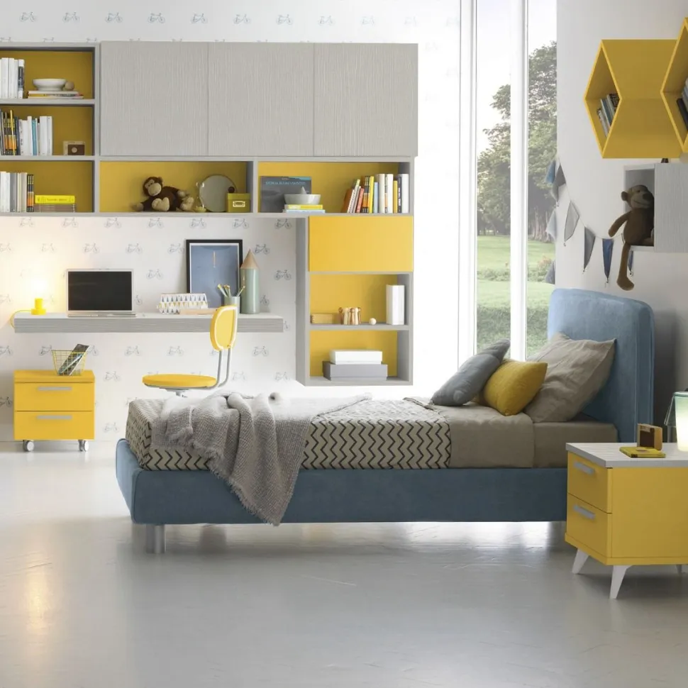 Letto singolo imbottito Riven linea Airone
