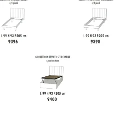 Letto singolo Linda linea Fly imbottito in tessuto