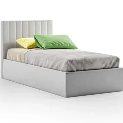 Letto singolo Linda linea Fly imbottito in tessuto