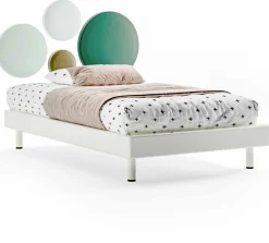 Letto singolo Livio imbottito in tessuto linea Colorfull
