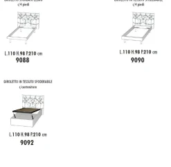 Letto singolo Pool linea Fly imbottito in tessuto