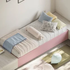 Letto singolo salvaspazio linea Airone con rete contenitore a doghe