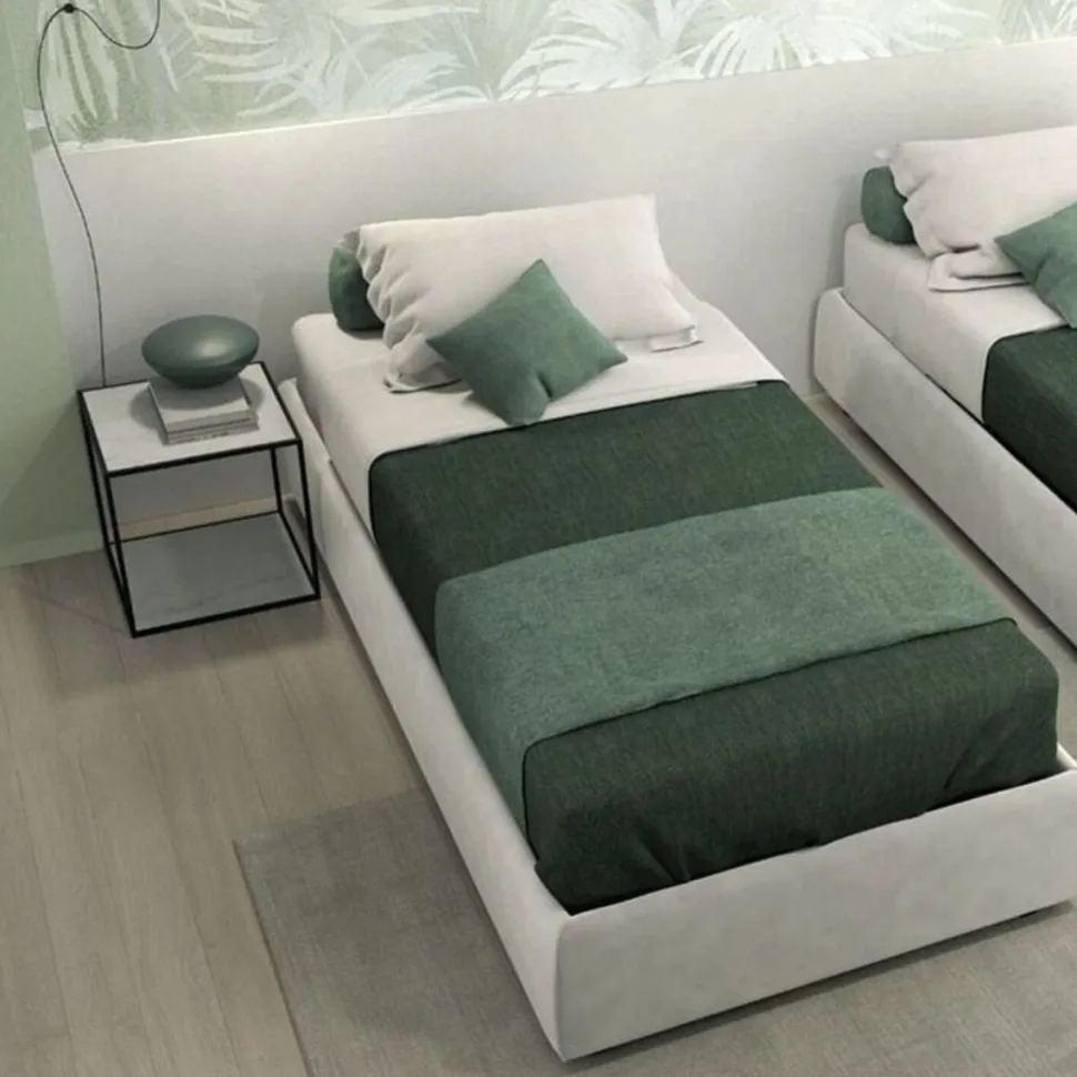 Letto Singolo senza testiera imbottito in tessuto Sofy disponibile in vari colori