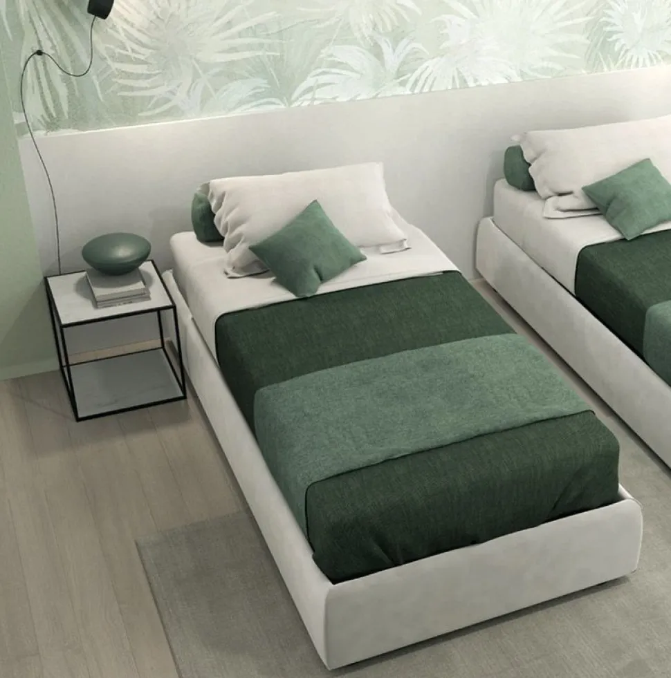 Letto Singolo senza testiera imbottito in tessuto Sofy disponibile in vari colori