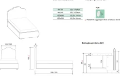Letto singolo Verde Salvia con testiera sagomata disponibile in 4 misure e vari tessuti
