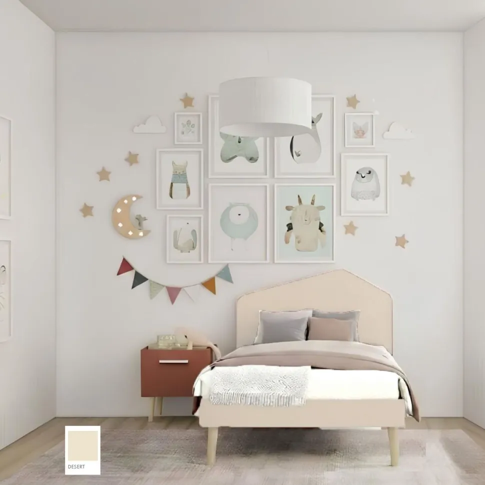 Letto una piazza e mezza con testiera sagomata geometrica Paolina linea Airone