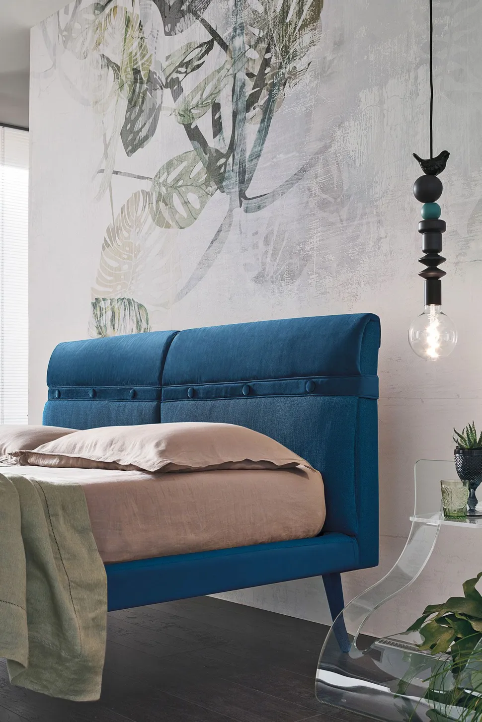 Letto una piazza e mezza Corfù linea Dreamer in finitura Blu