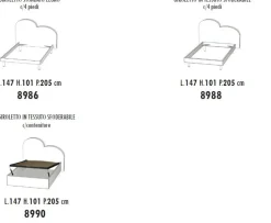 Letto una piazza e mezza Cuore linea Fly imbottito in tessuto