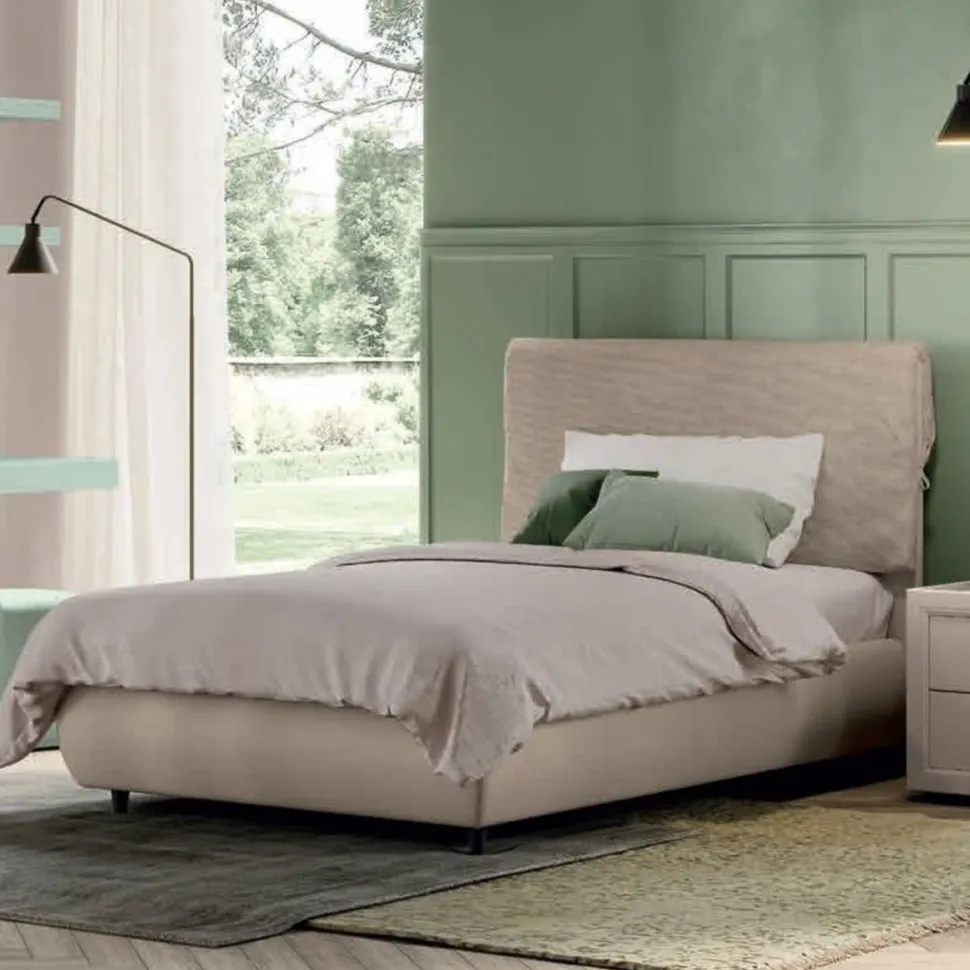 Letto una piazza e mezza imbottito Dominique linea Omega disponibile in vari colori