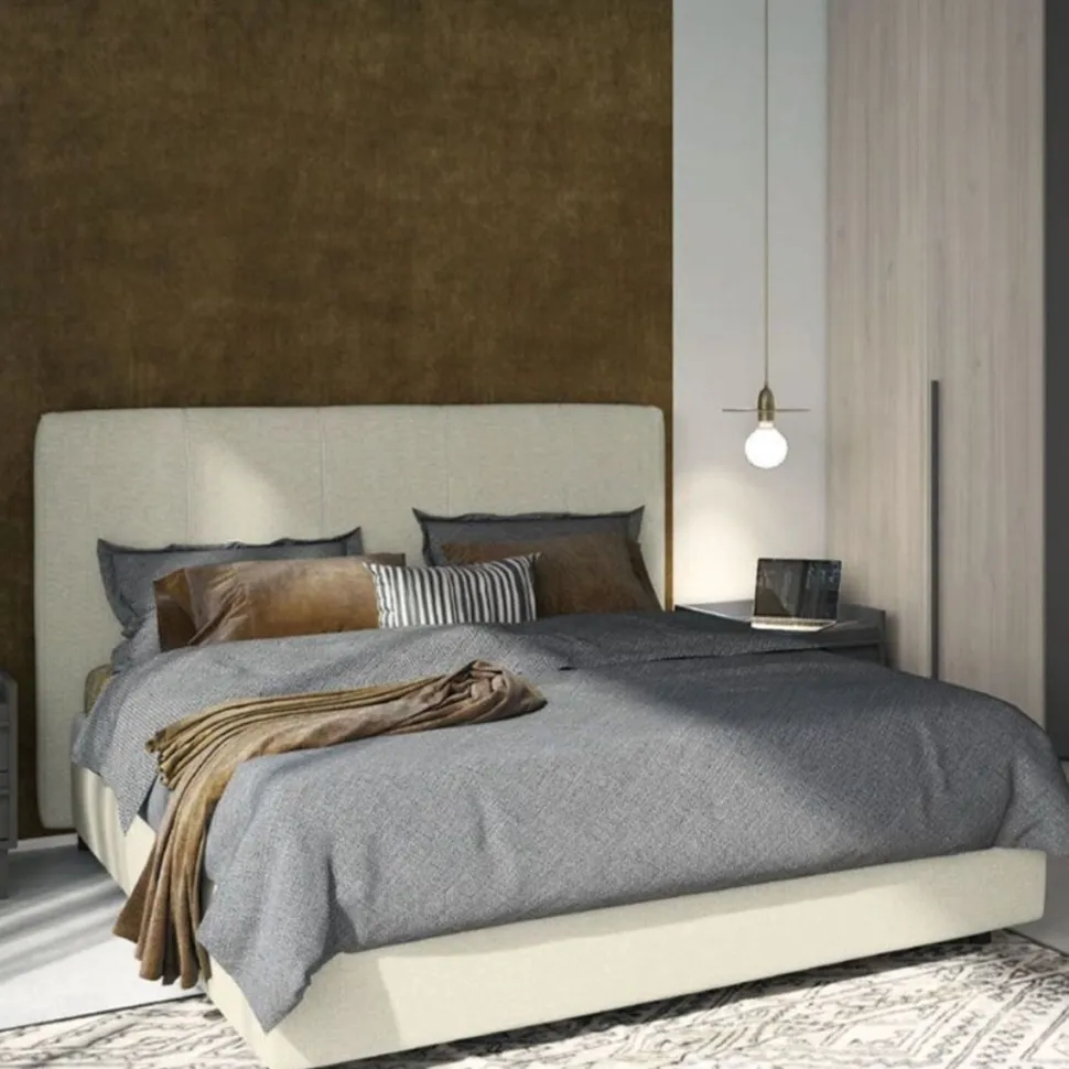 Letto una piazza e mezza imbottito in tessuto Apollo disponibile in vari colori