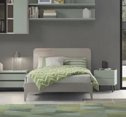 Letto una piazza e mezza in legno bicolore Valdo linea Airone
