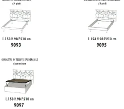 Letto una piazza e mezza Pool linea Fly imbottito in tessuto